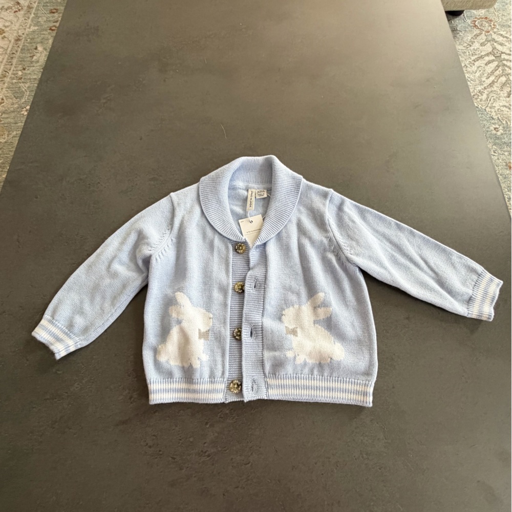 Janie and Jack Light Blue Bunny Cardigan